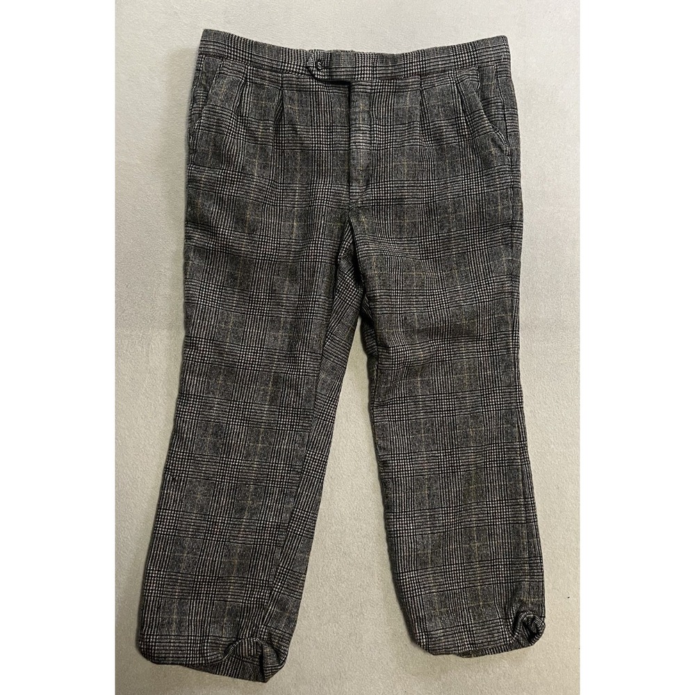 Vintage 70s 80s Sansabelt Wool Golf Pants Men's Size 37x25 Pleated Gray Plaid